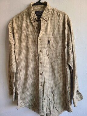 Vintage 1990s men's medium Abercrombie & Fitch "the big shirt" beige/green plaid